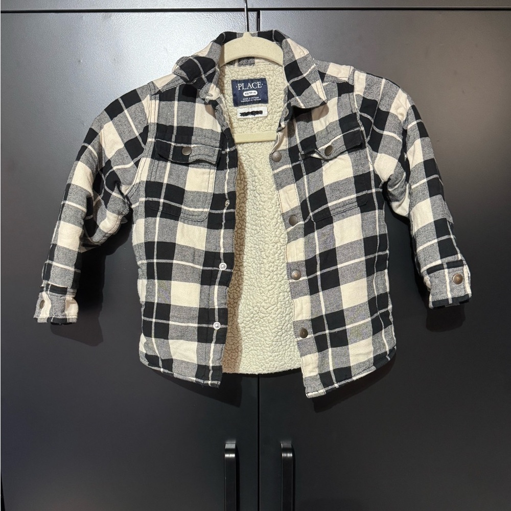 Kids | Sherpa plaid coat|shacket | Size XS